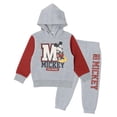 thumbnail image 1 of Disney Mickey Mouse Toddler Boys’ Outfit Set - Two Piece Hoodie Sweatshirt & Jogger Pants with Sporty Stripe Details (Heather Grey, 7), 1 of 5