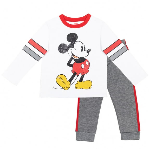 Disney Mickey Mouse Toddler Boys T-Shirt and Fleece Pants Infant to Little Kid