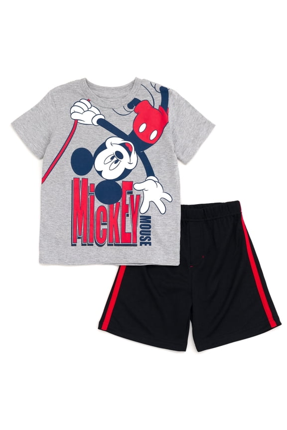 Mickey Mouse Toddler Boys T-Shirt and Mesh Shorts Outfit Set Infant to Little Kid