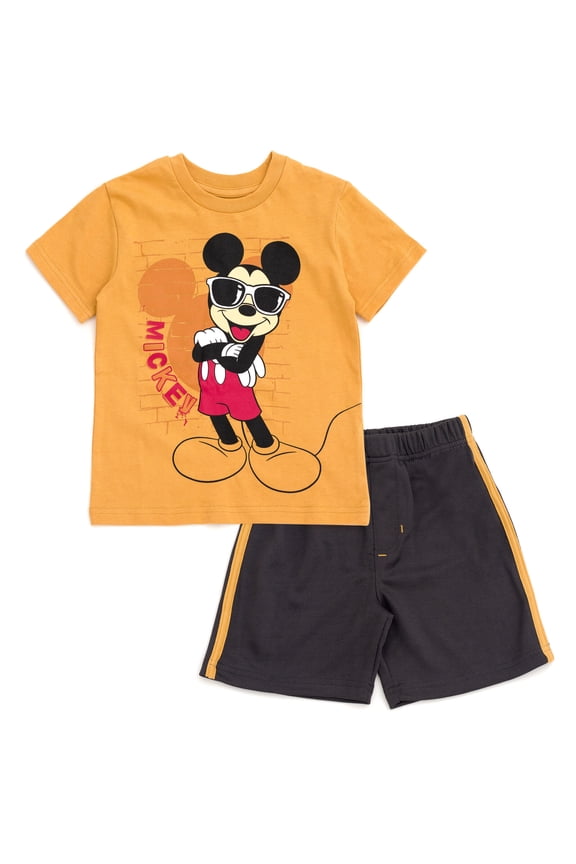 Mickey Mouse Toddler Boys T-Shirt and Mesh Shorts Outfit Set Infant to Little Kid