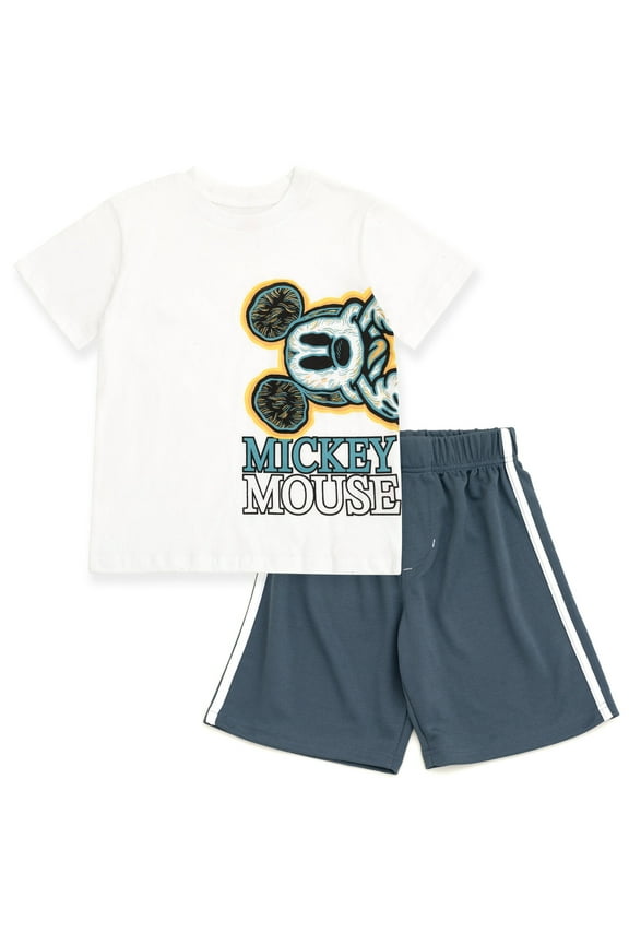 Mickey Mouse Toddler Boys T-Shirt and Mesh Shorts Outfit Set Infant to Little Kid