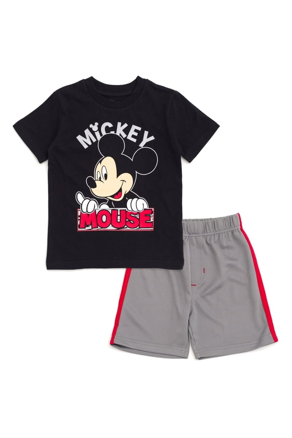Mickey Mouse Toddler Boys T-Shirt and Mesh Shorts Outfit Set Infant to Little Kid