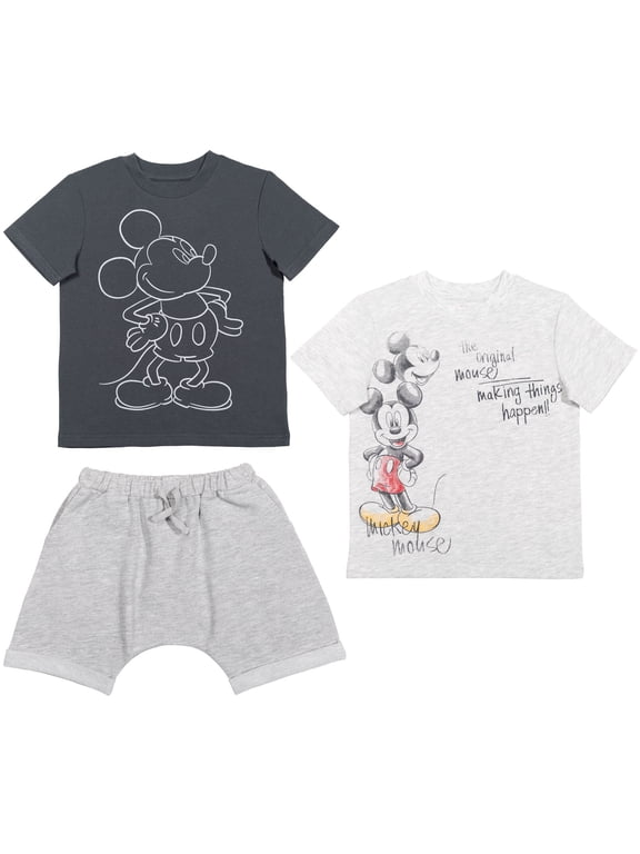 Mickey Mouse Toddler Boys T-Shirt and Shorts Outfit Set Grey / Oatmeal 5T