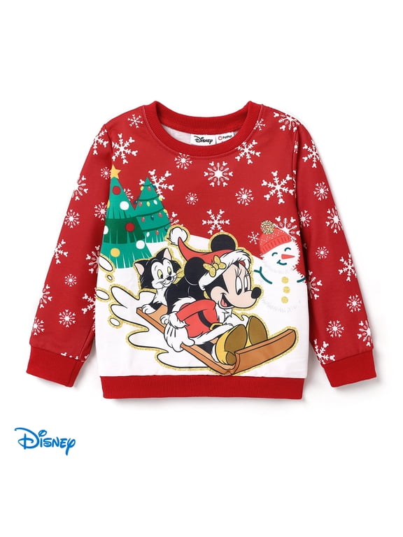 Mickey Mouse Toddler Girls Pullover Sweatshirts Christmas Character Crewneck Top Size 2-6