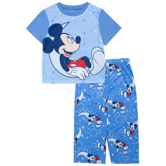 Disney Mickey Mouse Toddler/Little Boys' 2-Piece Pajama Sleepwear Set - Blue Moon, 2T