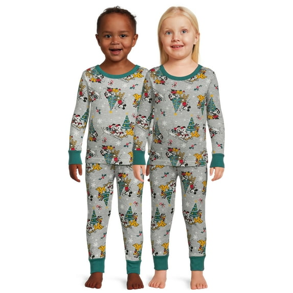 Disney Mickey Mouse Toddler Unisex Long Sleeve Top and Pants, 2-Piece Pajama Set, Sizes 12M-5T