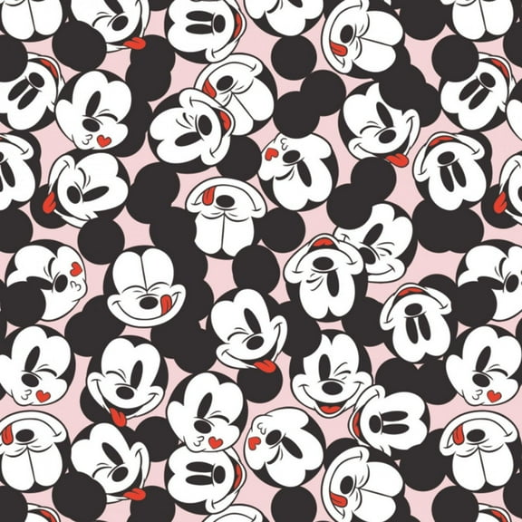 Disney Mickey Mouse Tossed Stack Light Pink 100% Cotton Sold by The Yard