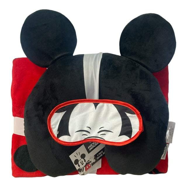 Disney Mickey Mouse Travel Set (Neck Pillow, Throw Blanket, 40 X 50 Eye