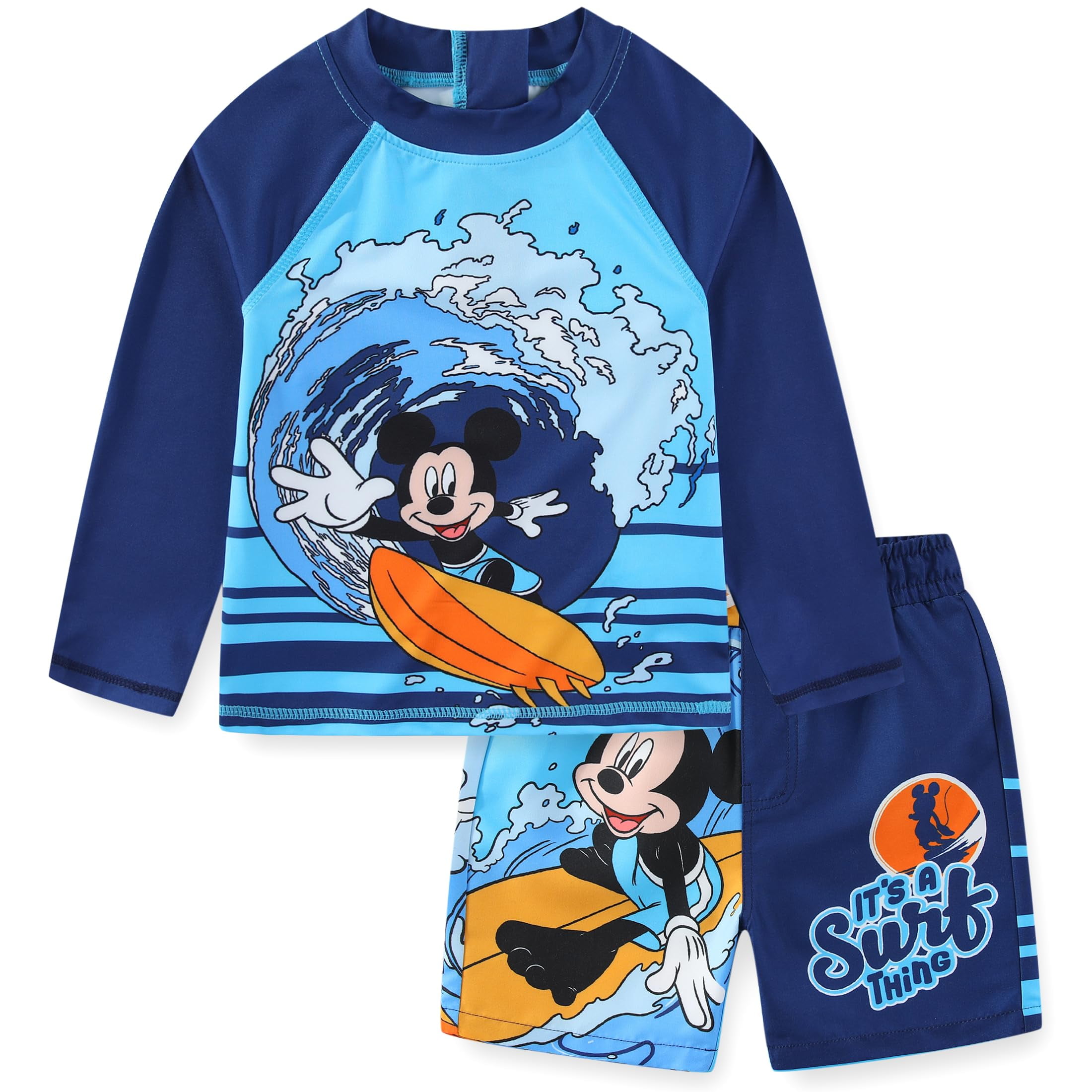 Disney Mickey Mouse UPF 50+ Rash Guard and Swim Trunks (Boys), 2 Piece ...