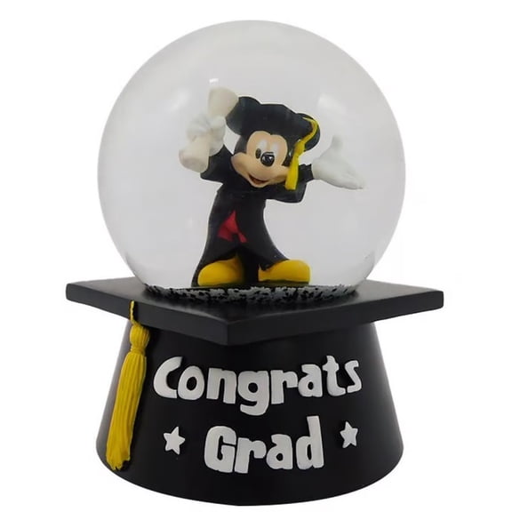 Disney Mickey Mouse Undated Graduation Congrats Grad Waterglobe Snowglobe - Plays "Pomp and Circumstance"