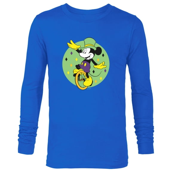 Disney Mickey Mouse Unicycle Mardi Gras Carnival Holiday - Long Sleeve T-Shirt for Men - Customized-Navy