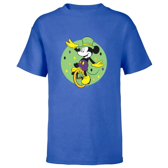 Disney Mickey Mouse Unicycle Mardi Gras Carnival Holiday - Short Sleeve T-Shirt for Kids - Customized-Royal
