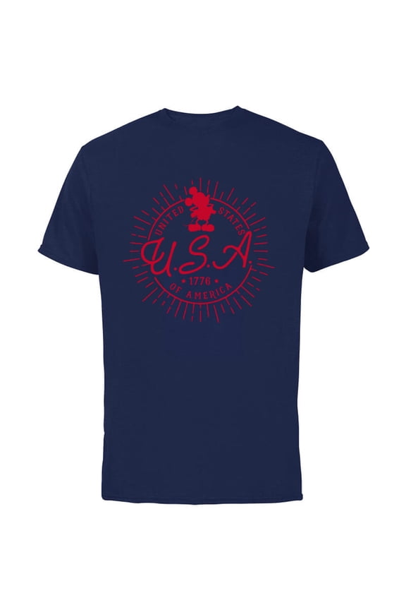 Mickey Mouse United States of America 1776 - Short Sleeve Cotton T-Shirt for Adults - Customized-Navy