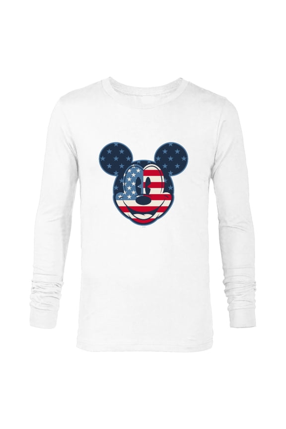 Mickey Mouse Vintage Americana Fourth of July - Long Sleeve T-Shirt for Men - Customized-White