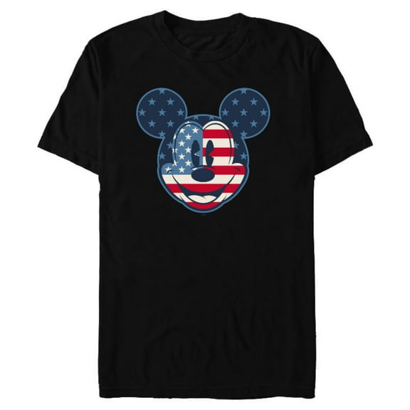 Disney Mickey Mouse Vintage Americana Fourth of July - Short Sleeve Blended T-Shirt for Adults - Customized-Black
