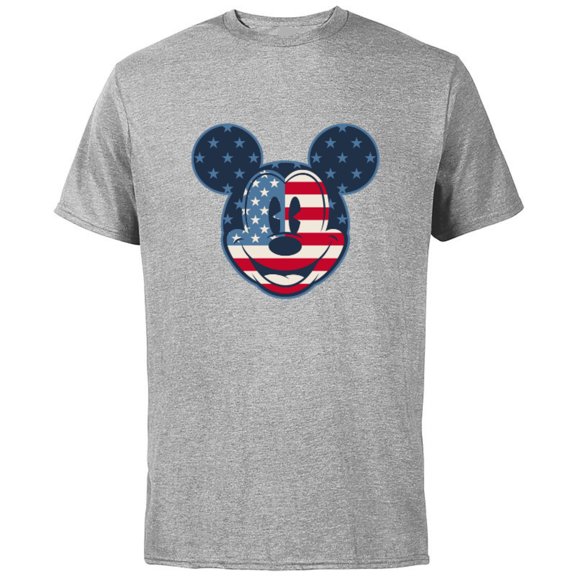 Disney Mickey Mouse Vintage Americana Fourth of July - Short Sleeve Cotton T-Shirt for Adults - Customized-Athletic Heather