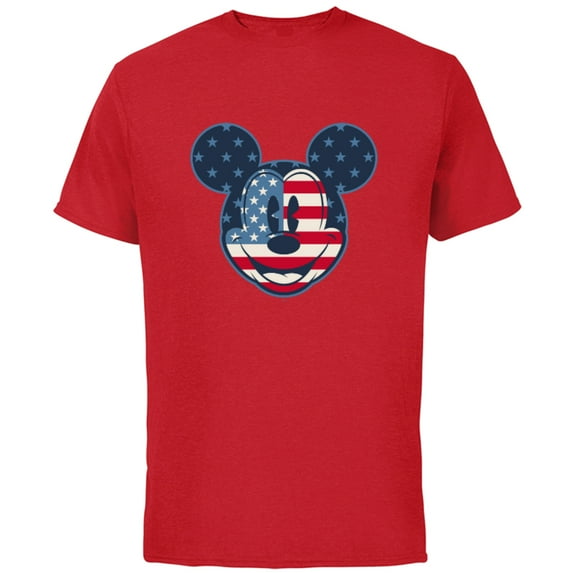 Disney Mickey Mouse Vintage Americana Fourth of July - Short Sleeve Cotton T-Shirt for Adults - Customized-Red