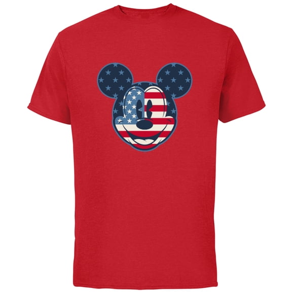 Disney Mickey Mouse Vintage Americana Fourth of July - Short Sleeve Cotton T-Shirt for Adults - Customized-Red