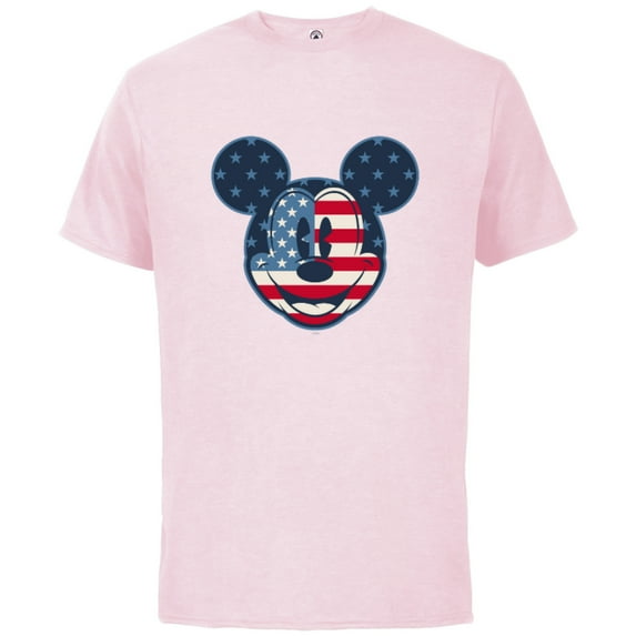 Disney Mickey Mouse Vintage Americana Fourth of July - Short Sleeve Cotton T-Shirt for Adults - Customized-Soft Pink
