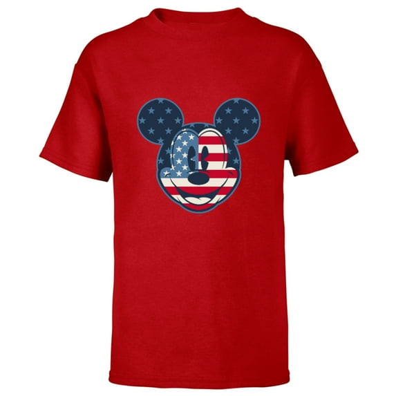 Disney Mickey Mouse Vintage Americana Fourth of July - Short Sleeve T-Shirt for Kids - Customized-Red