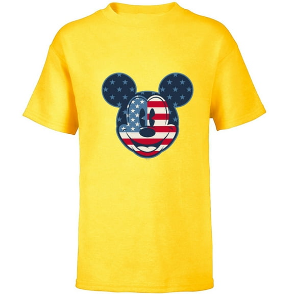 Disney Mickey Mouse Vintage Americana Fourth of July - Short Sleeve T-Shirt for Kids - Customized-Yellow
