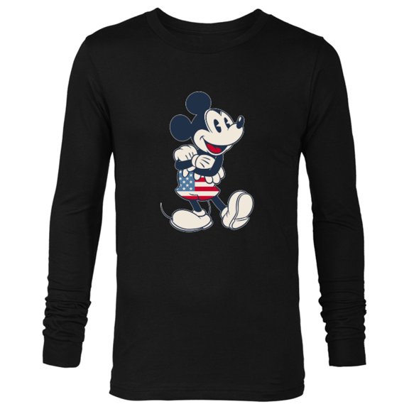 Disney Mickey Mouse Vintage Americana - Long Sleeve T-Shirt for Men - Customized-Black