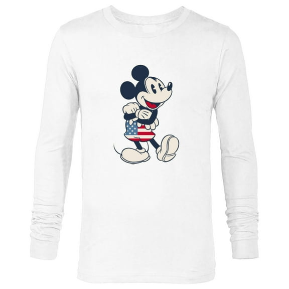 Disney Mickey Mouse Vintage Americana - Long Sleeve T-Shirt for Men - Customized-White