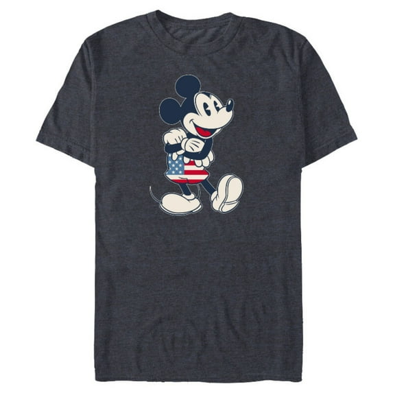 Disney Mickey Mouse Vintage Americana - Short Sleeve Blended T-Shirt for Adults - Customized-Navy Heather