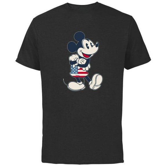 Disney Mickey Mouse Vintage Americana - Short Sleeve Cotton T-Shirt for Adults - Customized-Black