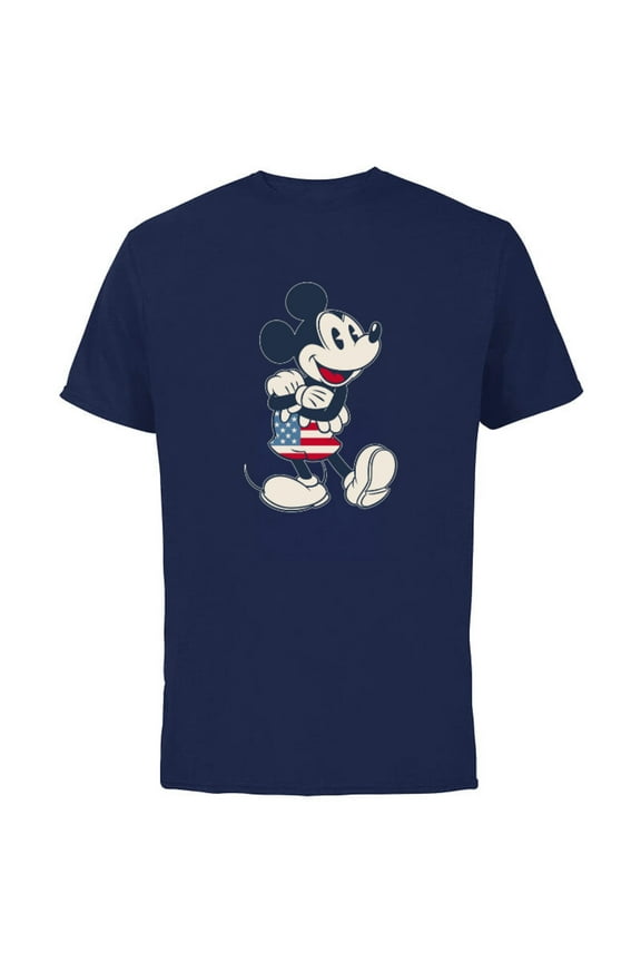Mickey Mouse Vintage Americana - Short Sleeve Cotton T-Shirt for Adults - Customized-Navy