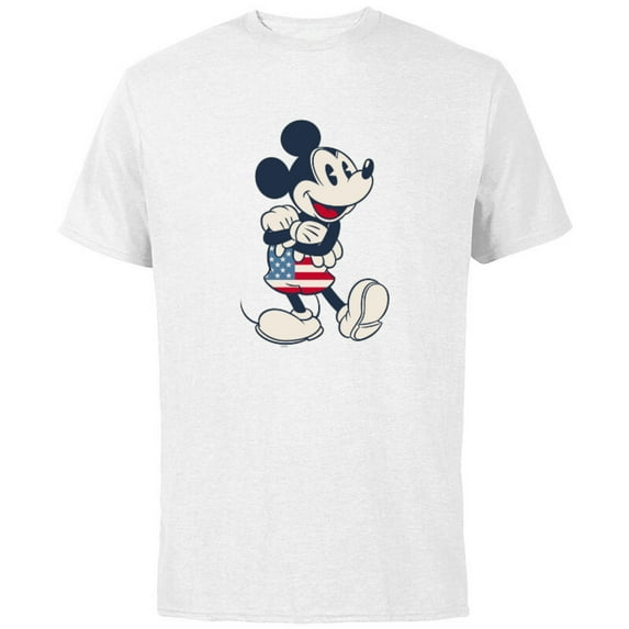 Disney Mickey Mouse Vintage Americana - Short Sleeve Cotton T-Shirt for Adults - Customized-White