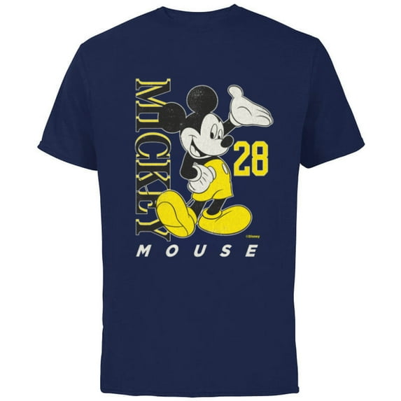 Disney Mickey Mouse Vintage Classics 28 Black & Yellow - Short Sleeve Cotton T-Shirt for Adults - Customized-Navy