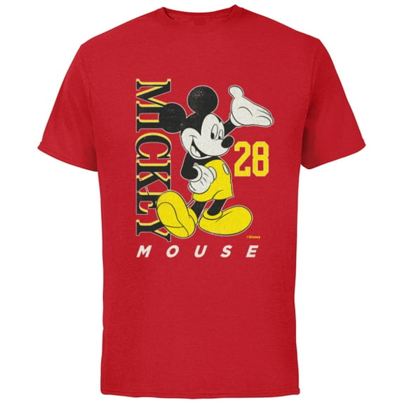 Disney Mickey Mouse Vintage Classics 28 Black & Yellow - Short Sleeve Cotton T-Shirt for Adults - Customized-Red