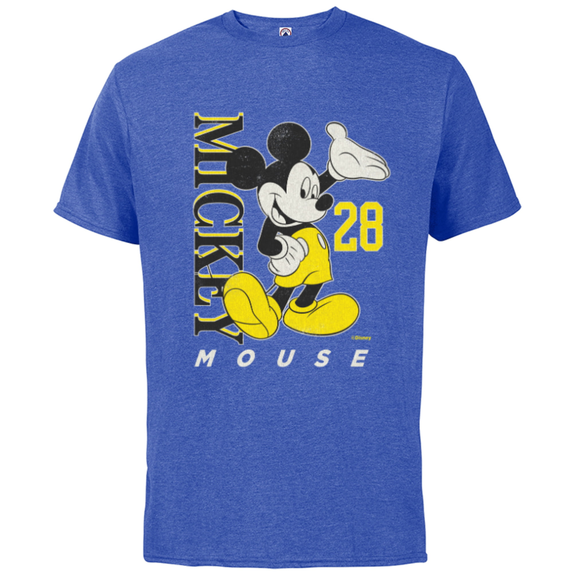 Mouse Cotton Mickey - Customized-Black 28 Black Classics T-Shirt Short Adults for - & Vintage Disney Sleeve Yellow