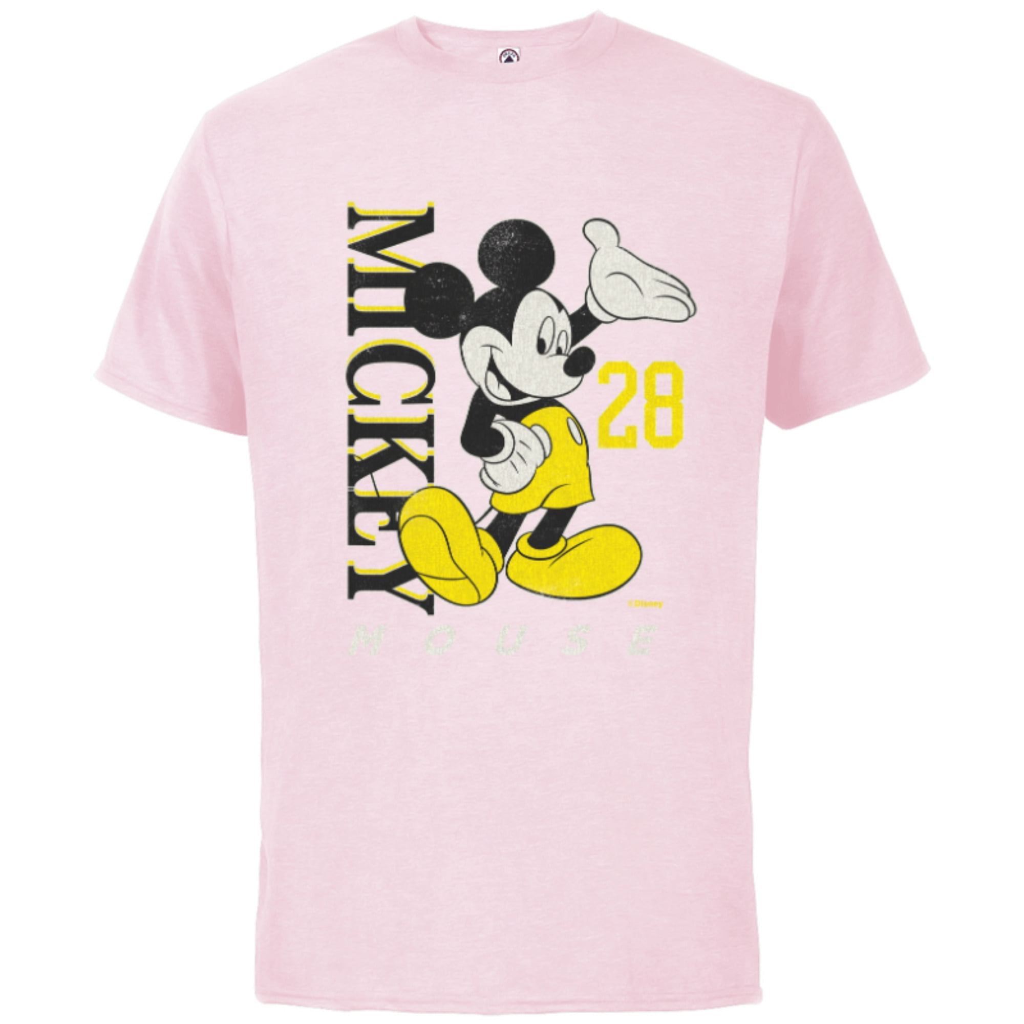 Disney Mickey Mouse Vintage Classics - Black Adults 28 Sleeve Customized-Black Cotton & T-Shirt Short for - Yellow