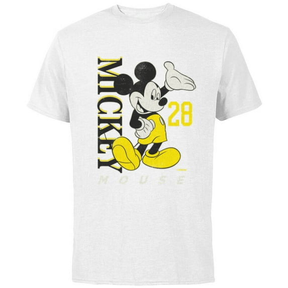 Disney Mickey Mouse Vintage Classics 28 Black & Yellow - Short Sleeve Cotton T-Shirt for Adults - Customized-White