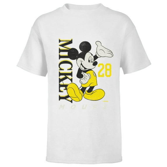 Disney Mickey Mouse Vintage Classics 28 Black & Yellow - Short Sleeve T-Shirt for Kids - Customized-White