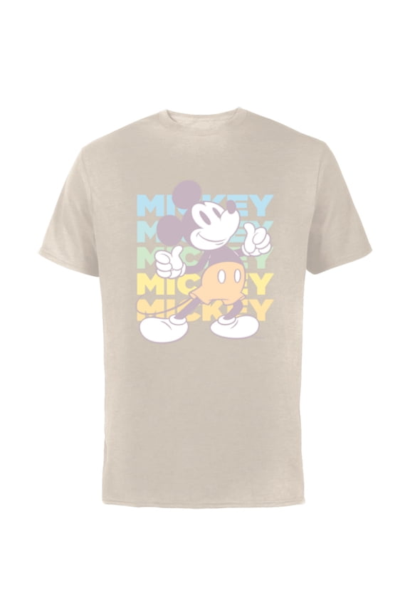 Mickey Mouse Vintage Classics Thumbs-Up Retro Fade - Short Sleeve Cotton T-Shirt for Adults - Customized-Natural