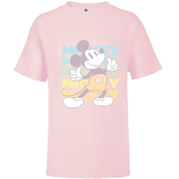 Disney Mickey Mouse Vintage Classics Thumbs-Up Retro Fade - Short Sleeve T-Shirt for Kids - Customized-Soft Pink