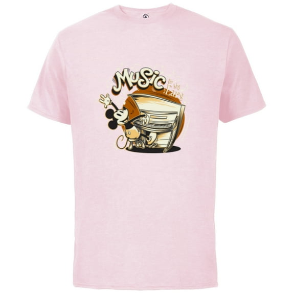 Disney Mickey Mouse Vintage Music To My Ears - Short Sleeve Cotton T-Shirt for Adults - Customized-Soft Pink