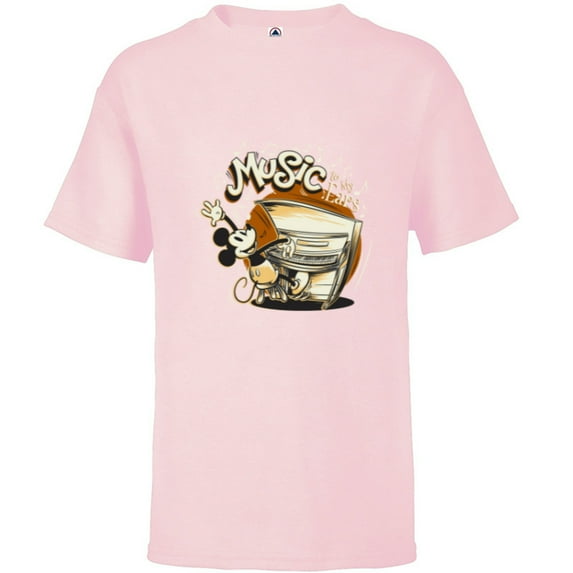 Disney Mickey Mouse Vintage Music To My Ears - Short Sleeve T-Shirt for Kids - Customized-Soft Pink