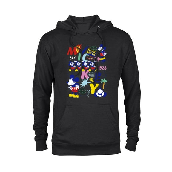 Disney Mickey Mouse Vintage Never Bored - Pullover Hoodie for Adults - Customized-Black