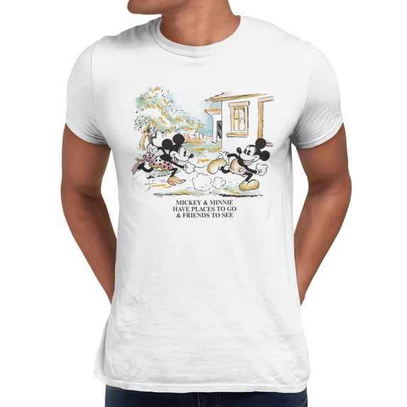 Disney Mickey Mouse Vintage Stroll Men's T Shirt (White, S-XXXL)