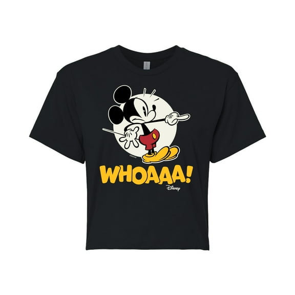 Disney - Mickey Mouse - WHOAAA! - Juniors Cropped Cotton Blend T-Shirt