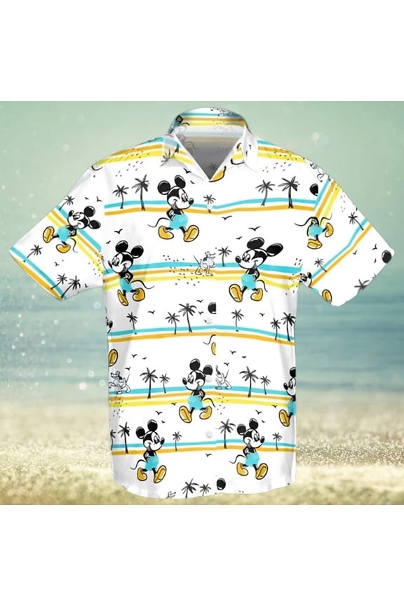 Disney Mickey Mouse Walking On Beach Hawaiian Shirt
