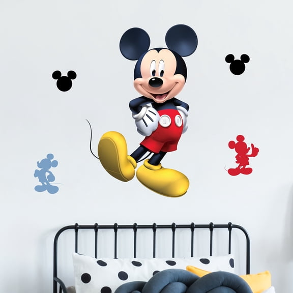 Disney Mickey Mouse Wall Decals - 28" Vinyl Stickers for Bathroom Nursery Bedroom Decor - Peel and Stick Room Decorations