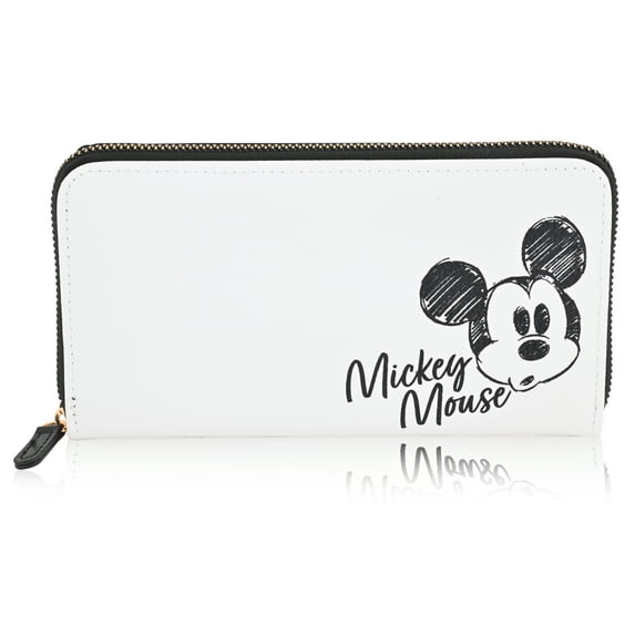 Disney Mickey Mouse Wallet Women - PU Leather Wristlet Wallets for Women -White and Black Wristlet Wallet