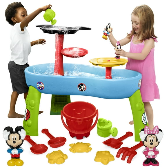 Disney Mickey Mouse Water Table by Delta Children - 3-Tier Water Table with 11-Piece Toy Set, Blue