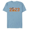 thumbnail image 1 of Disney Mickey Mouse Waving 2023 100th Anniversary New Year - Short Sleeve Blended T-Shirt for Adults - Customized-Ocean Blue, 1 of 5