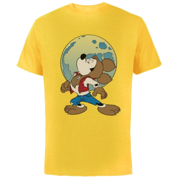 Disney Mickey Mouse Werewolf Halloween Costume - Short Sleeve Cotton T-Shirt for Adults - Customized-Yellow